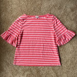 Pink Stripe Ruffle Petite Top